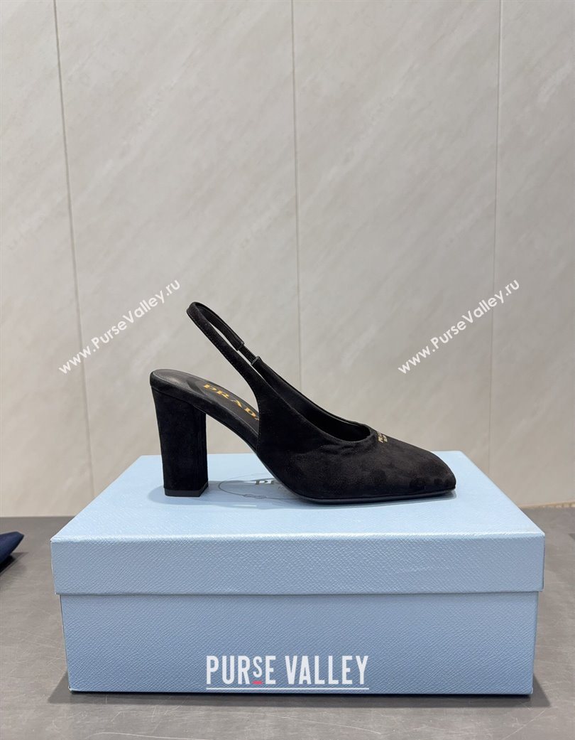 Prada Suede high heel slingbacks pump 8.5cm Black 2025 1I838N (MD-251205063)
