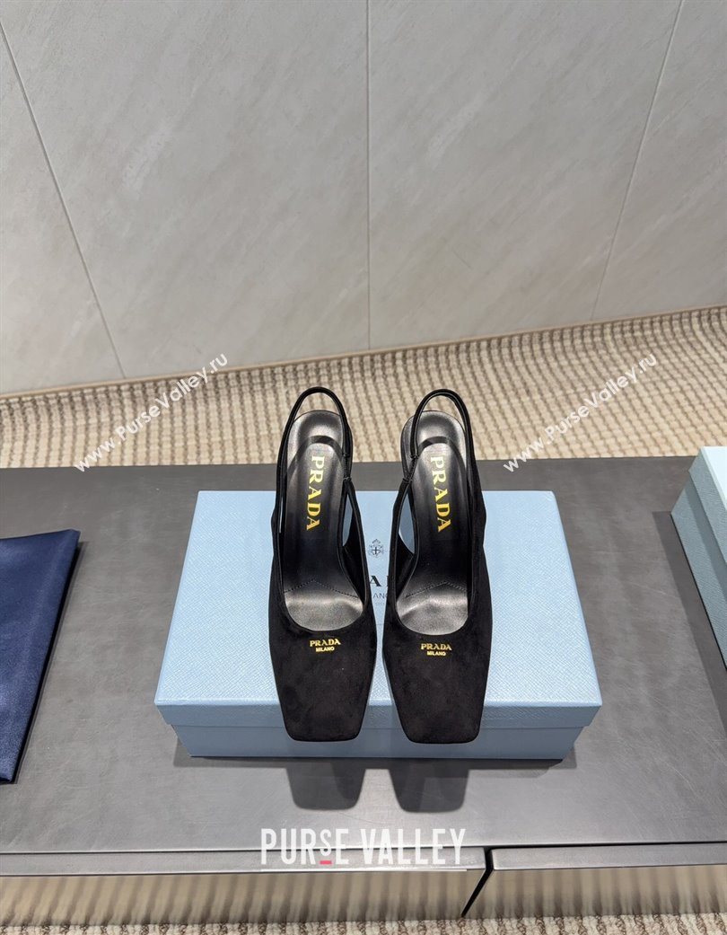 Prada Suede high heel slingbacks pump 8.5cm Black 2025 1I838N (MD-251205063)