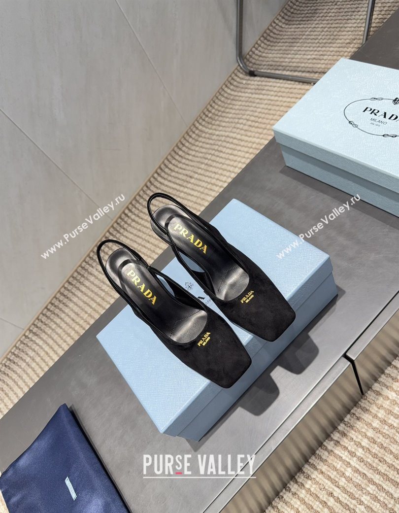 Prada Suede high heel slingbacks pump 8.5cm Black 2025 1I838N (MD-251205063)