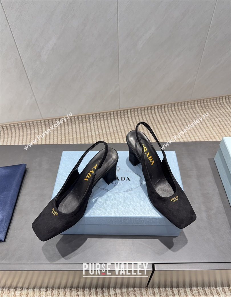Prada Suede high heel slingbacks pump 8.5cm Black 2025 1I838N (MD-251205063)