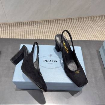 Prada Suede high heel slingbacks pump 8.5cm Black 2025 1I838N (MD-251205063)