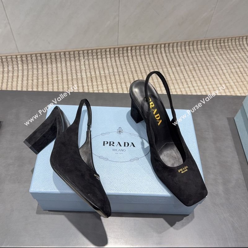 Prada Suede high heel slingbacks pump 8.5cm Black 2025 1I838N (MD-251205063)