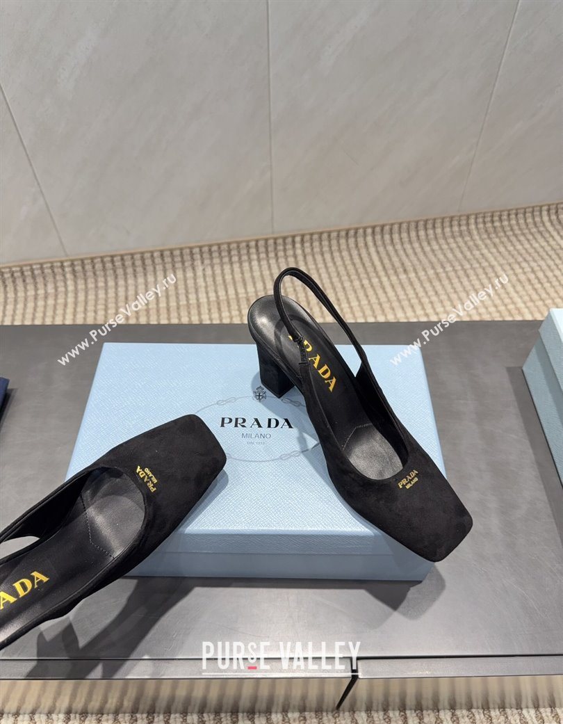 Prada Suede high heel slingbacks pump 8.5cm Black 2025 1I838N (MD-251205063)