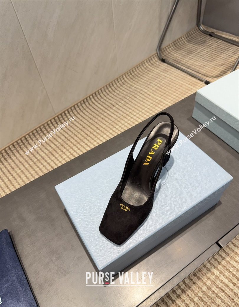 Prada Suede high heel slingbacks pump 8.5cm Black 2025 1I838N (MD-251205063)