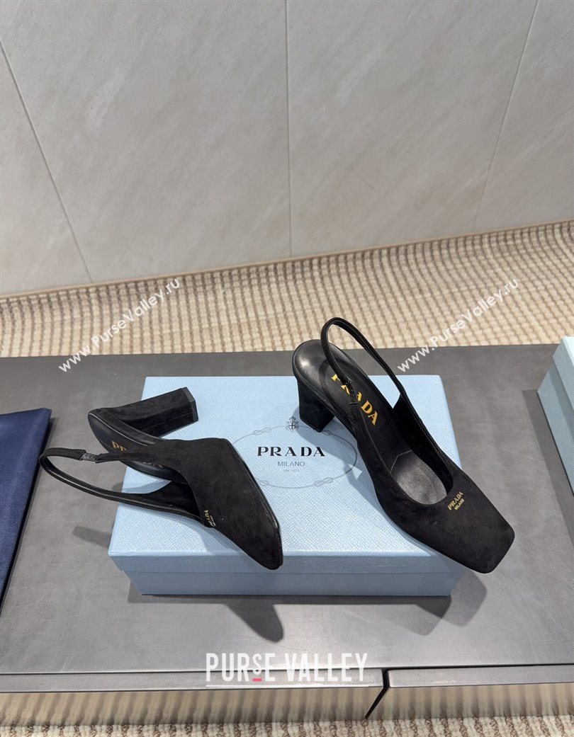 Prada Suede high heel slingbacks pump 8.5cm Black 2025 1I838N (MD-251205063)