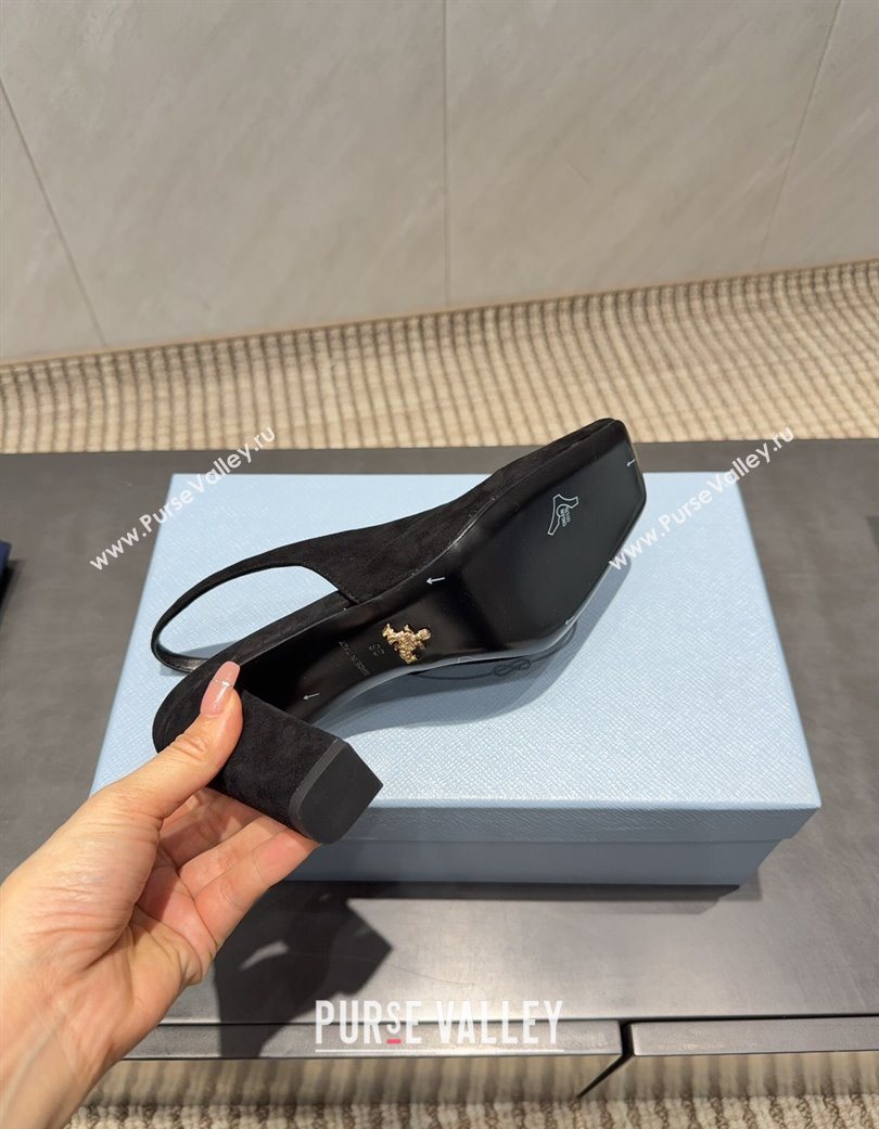 Prada Suede high heel slingbacks pump 8.5cm Black 2025 1I838N (MD-251205063)