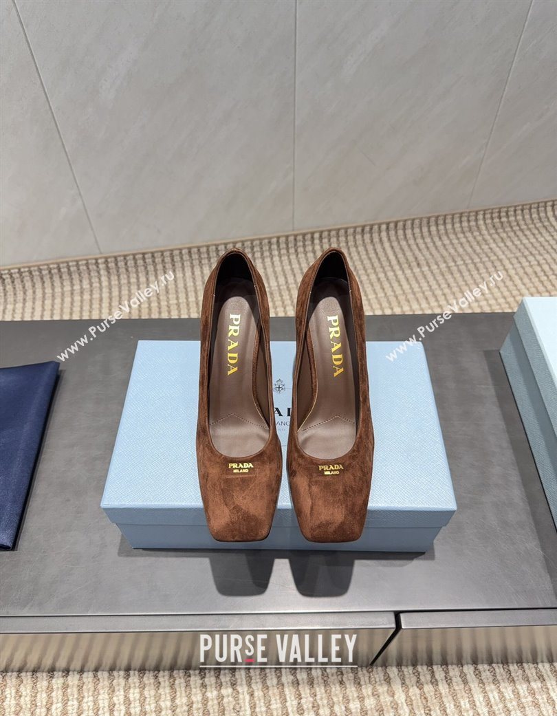 Prada Suede high heel pumps 8.5cm Brown 2025 1I838N (MD-251205065)