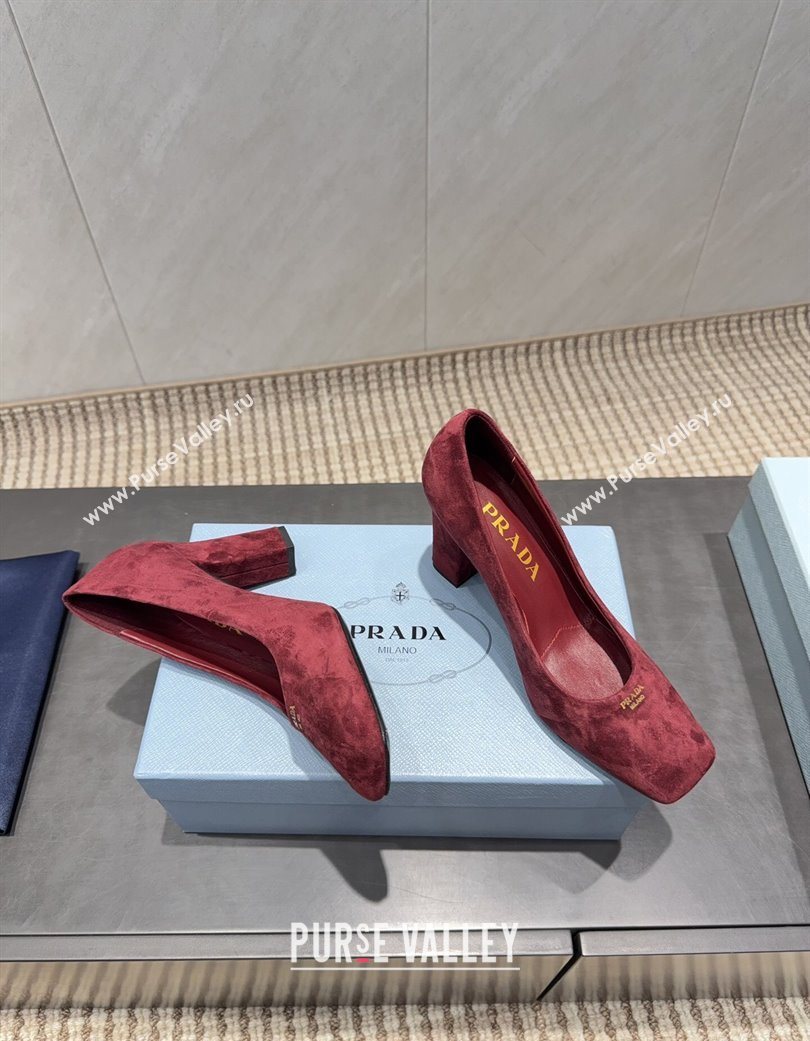Prada Suede high heel pumps 8.5cm Red 2025 1I838N (MD-251205066)