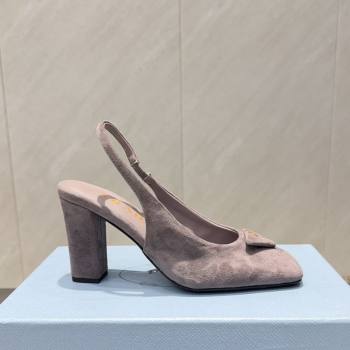 Prada Suede heel slingbacks pump 8.5cm Grey 2025 PR120504 (MD-251205068)