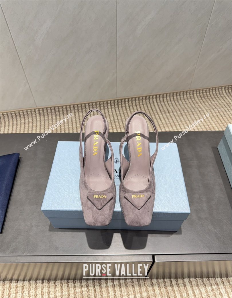Prada Suede heel slingbacks pump 8.5cm Grey 2025 PR120504 (MD-251205068)