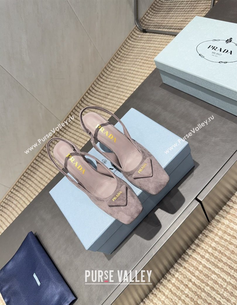 Prada Suede heel slingbacks pump 8.5cm Grey 2025 PR120504 (MD-251205068)