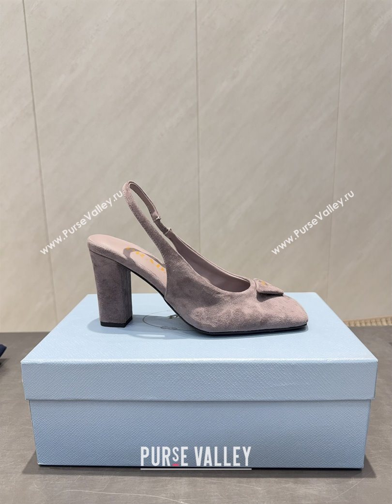 Prada Suede heel slingbacks pump 8.5cm Grey 2025 PR120504 (MD-251205068)