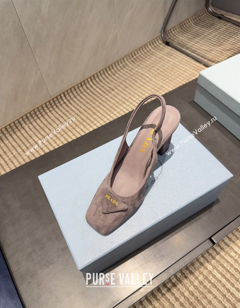 Prada Suede heel slingbacks pump 8.5cm Grey 2025 PR120504 (MD-251205068)