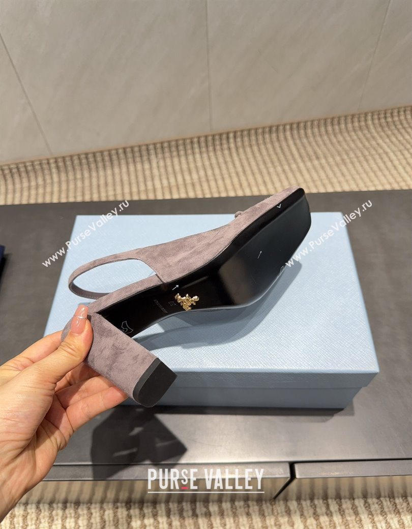 Prada Suede heel slingbacks pump 8.5cm Grey 2025 PR120504 (MD-251205068)