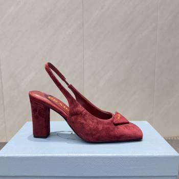 Prada Suede heel slingbacks pump 8.5cm Red 2025 PR120504 (MD-251205070)