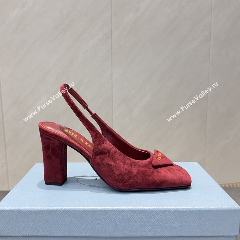 Prada Suede heel slingbacks pump 8.5cm Red 2025 PR120504 (MD-251205070)