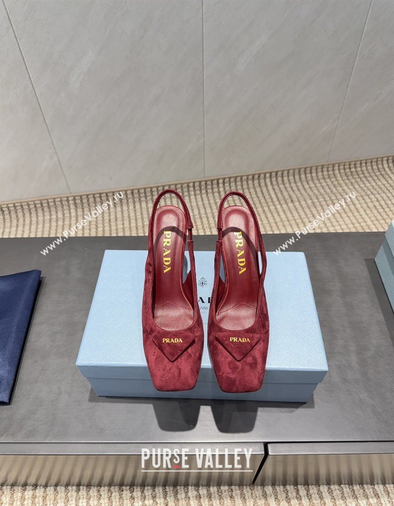 Prada Suede heel slingbacks pump 8.5cm Red 2025 PR120504 (MD-251205070)