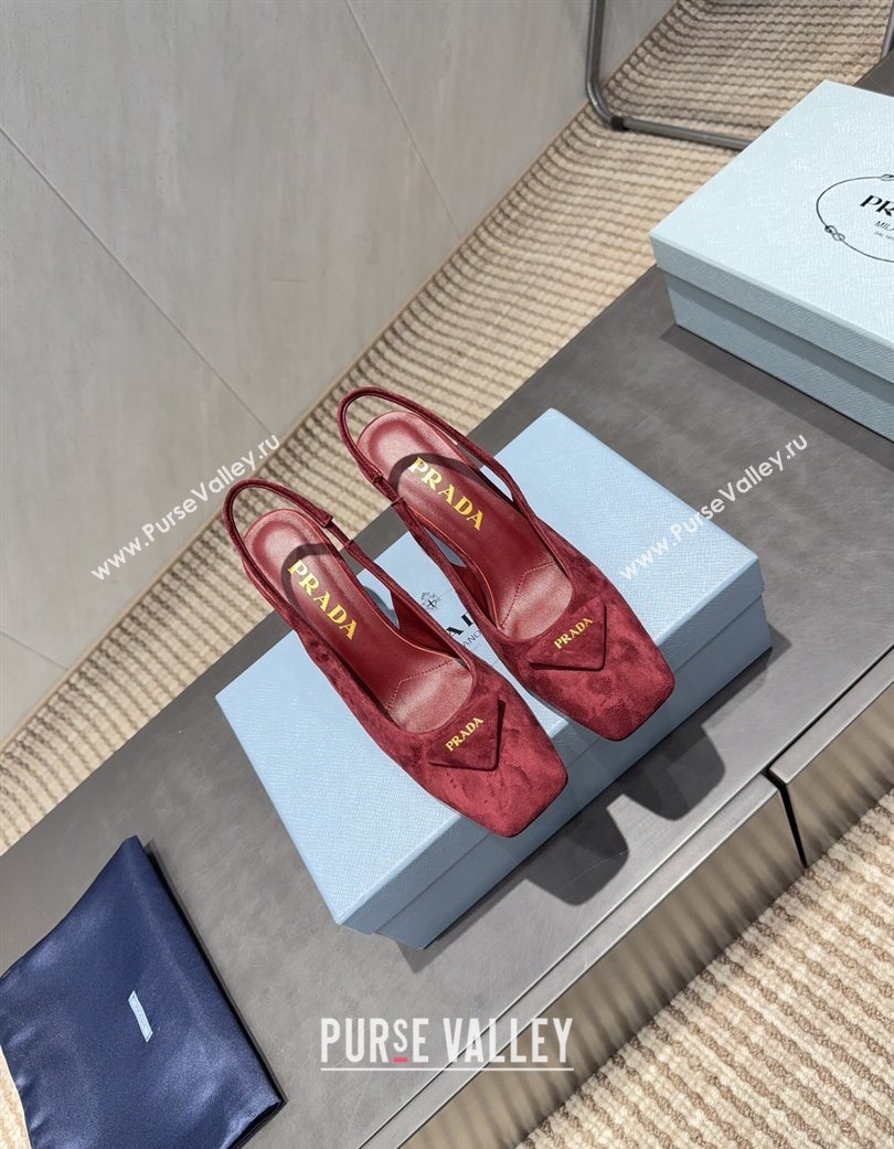 Prada Suede heel slingbacks pump 8.5cm Red 2025 PR120504 (MD-251205070)