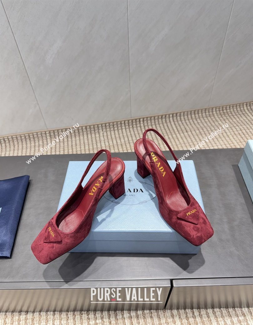 Prada Suede heel slingbacks pump 8.5cm Red 2025 PR120504 (MD-251205070)