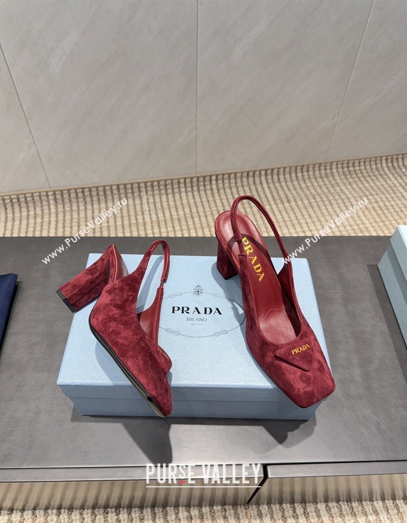 Prada Suede heel slingbacks pump 8.5cm Red 2025 PR120504 (MD-251205070)