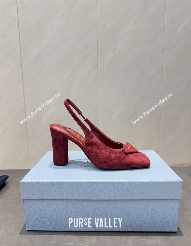 Prada Suede heel slingbacks pump 8.5cm Red 2025 PR120504 (MD-251205070)
