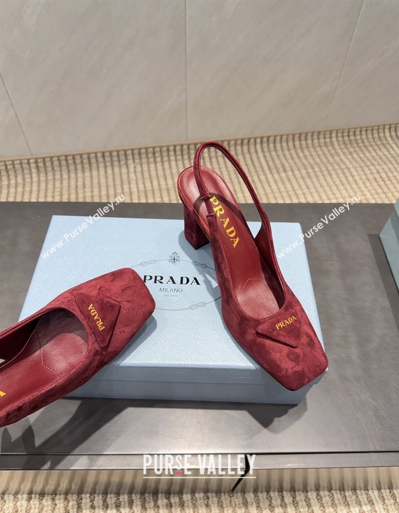 Prada Suede heel slingbacks pump 8.5cm Red 2025 PR120504 (MD-251205070)