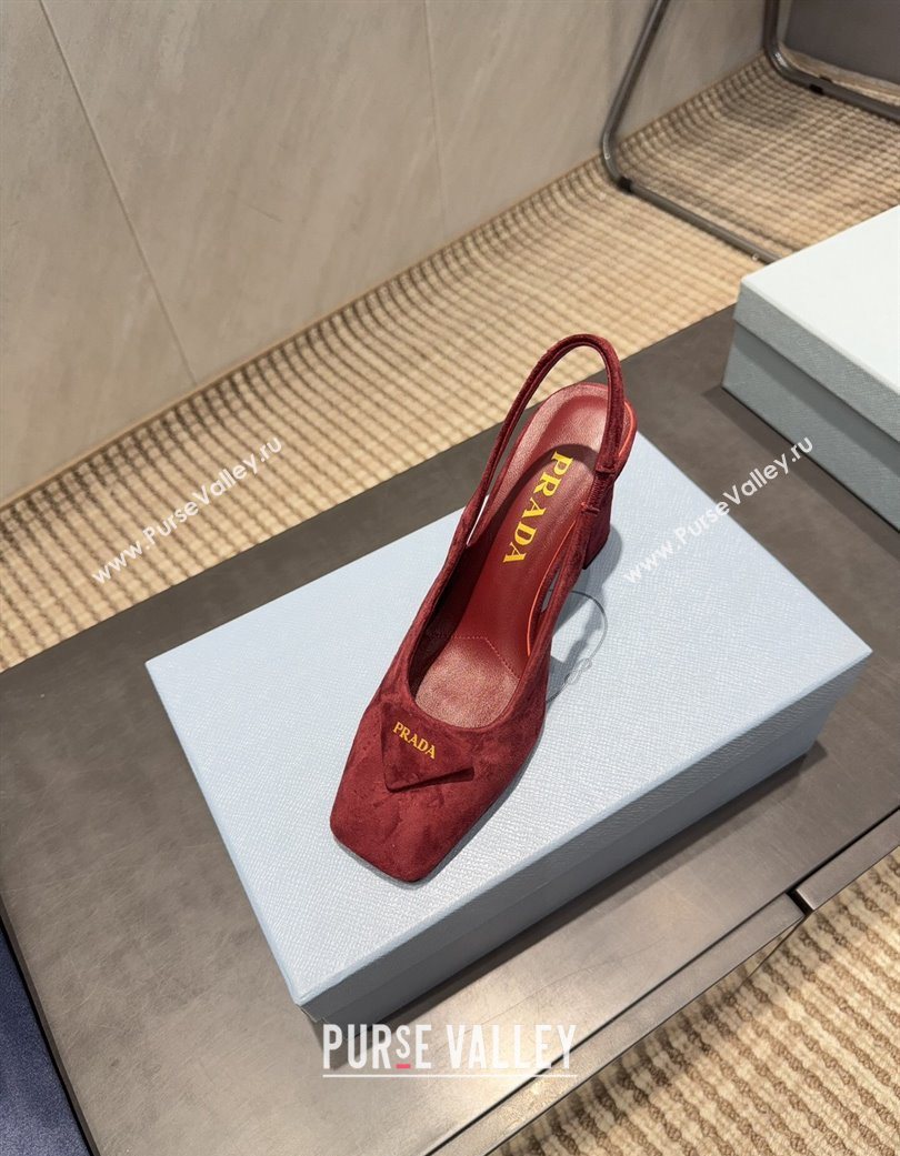 Prada Suede heel slingbacks pump 8.5cm Red 2025 PR120504 (MD-251205070)