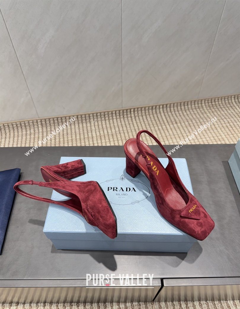Prada Suede heel slingbacks pump 8.5cm Red 2025 PR120504 (MD-251205070)