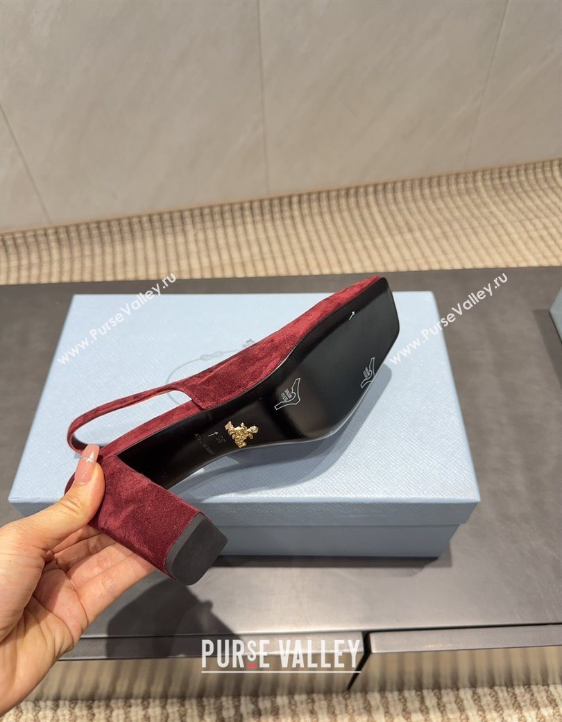 Prada Suede heel slingbacks pump 8.5cm Red 2025 PR120504 (MD-251205070)