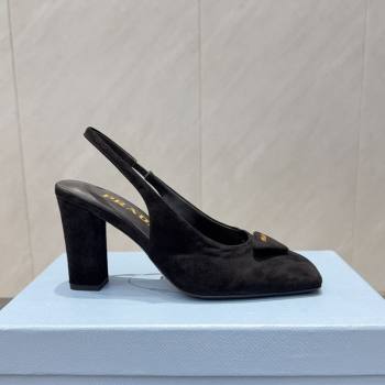 Prada Suede heel slingbacks pump 8.5cm Black 2025 PR120504 (MD-251205071)