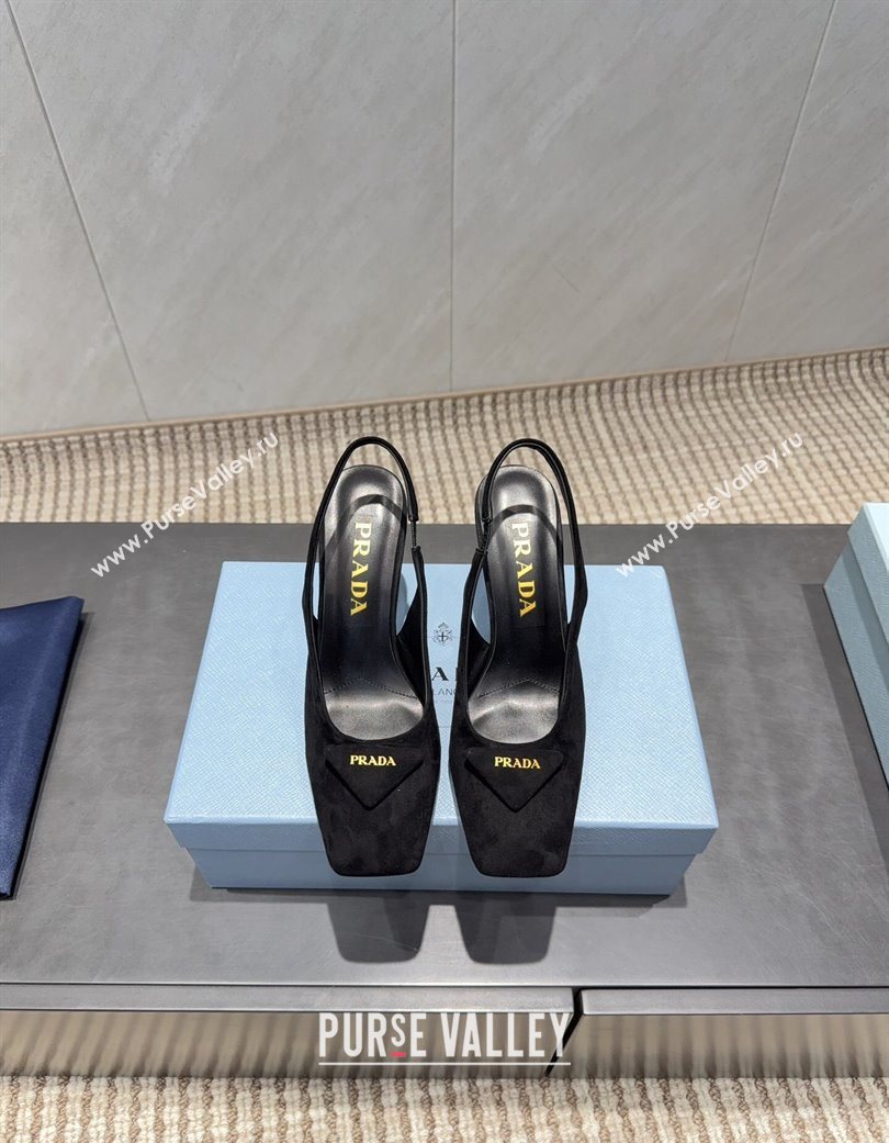 Prada Suede heel slingbacks pump 8.5cm Black 2025 PR120504 (MD-251205071)