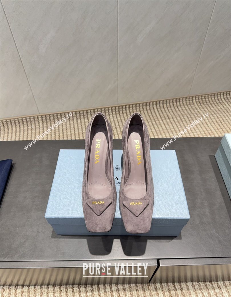 Prada Suede heel pumps 8.5cm Grey 2025 PR120504 (MD-251205072)