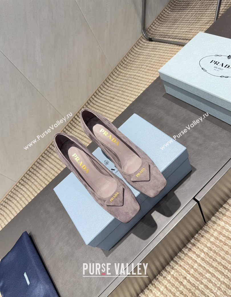 Prada Suede heel pumps 8.5cm Grey 2025 PR120504 (MD-251205072)