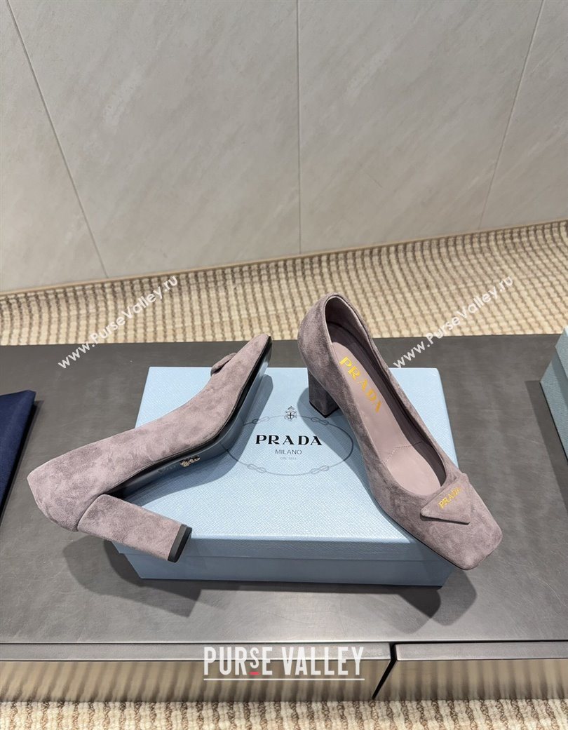 Prada Suede heel pumps 8.5cm Grey 2025 PR120504 (MD-251205072)