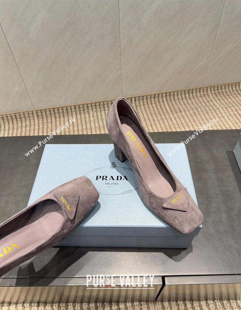 Prada Suede heel pumps 8.5cm Grey 2025 PR120504 (MD-251205072)