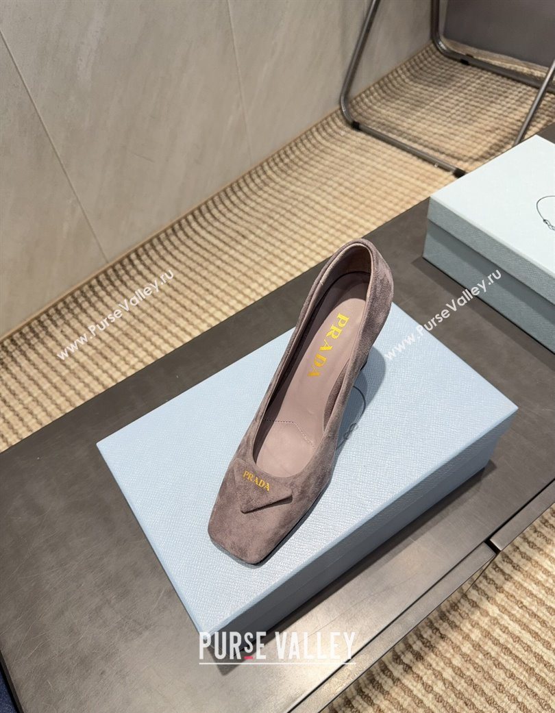 Prada Suede heel pumps 8.5cm Grey 2025 PR120504 (MD-251205072)