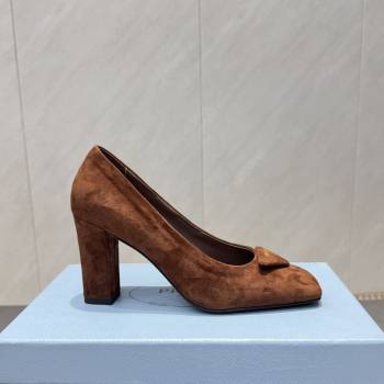 Prada Suede heel pumps 8.5cm Brown 2025 PR120504 (MD-251205073)