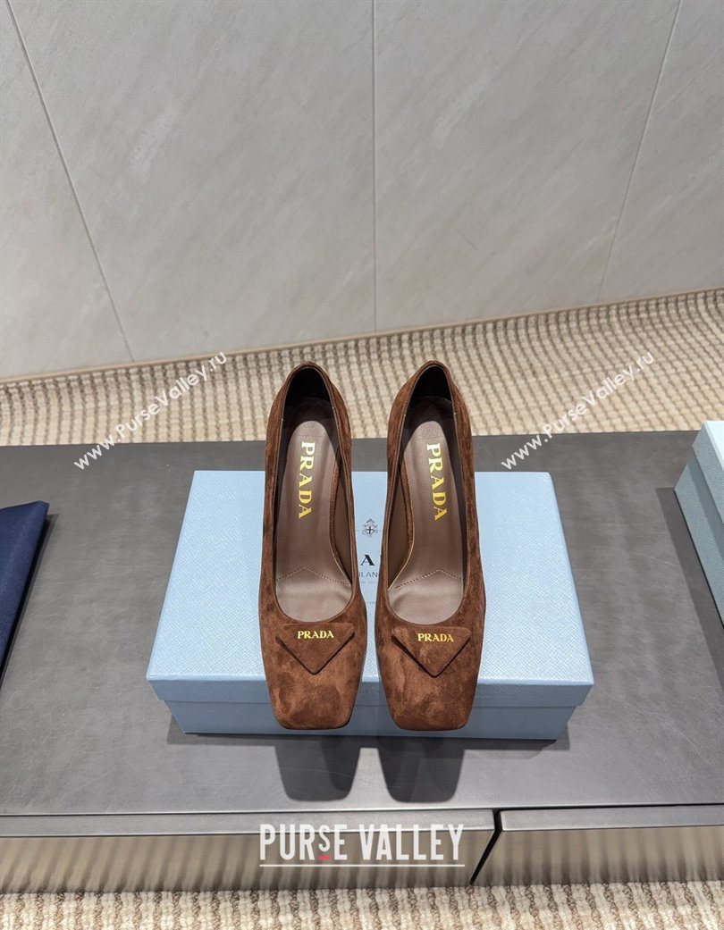 Prada Suede heel pumps 8.5cm Brown 2025 PR120504 (MD-251205073)