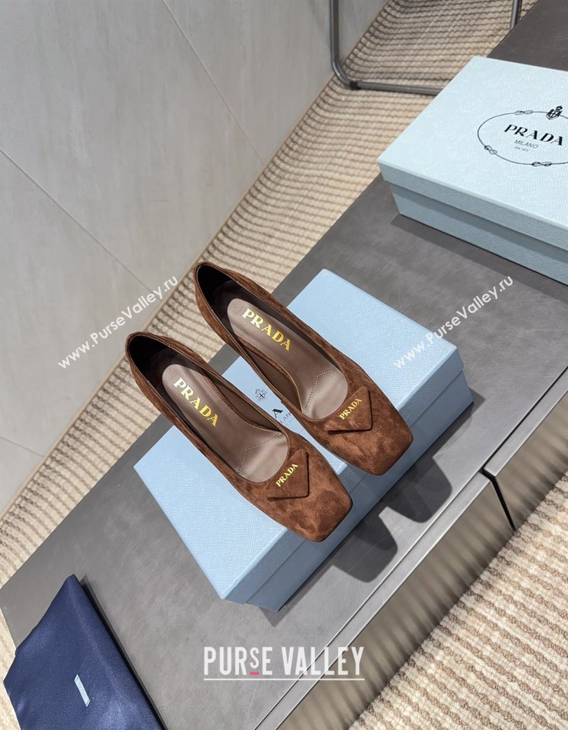Prada Suede heel pumps 8.5cm Brown 2025 PR120504 (MD-251205073)
