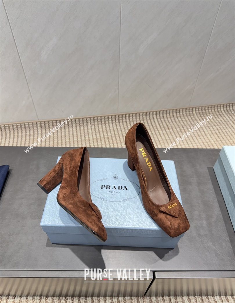 Prada Suede heel pumps 8.5cm Brown 2025 PR120504 (MD-251205073)