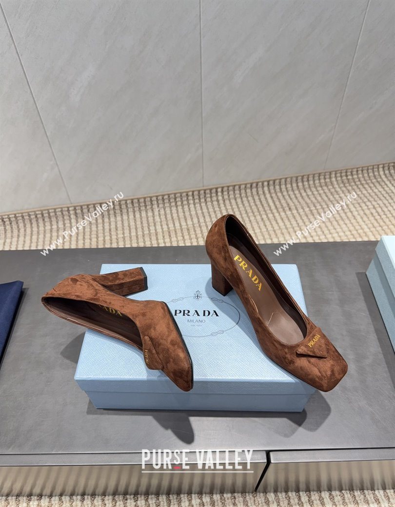 Prada Suede heel pumps 8.5cm Brown 2025 PR120504 (MD-251205073)