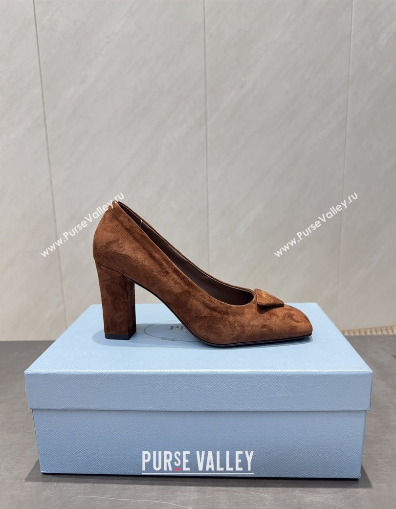 Prada Suede heel pumps 8.5cm Brown 2025 PR120504 (MD-251205073)