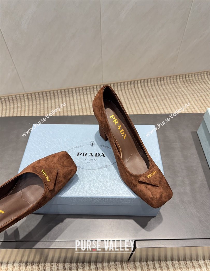 Prada Suede heel pumps 8.5cm Brown 2025 PR120504 (MD-251205073)