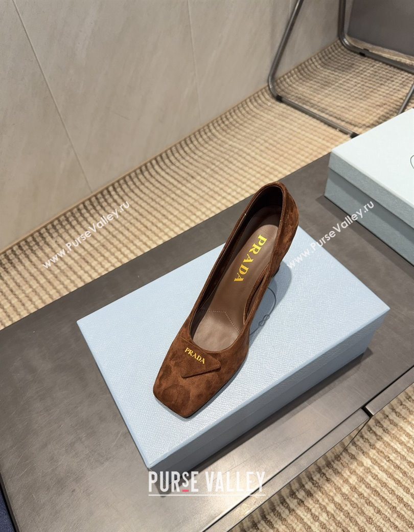 Prada Suede heel pumps 8.5cm Brown 2025 PR120504 (MD-251205073)