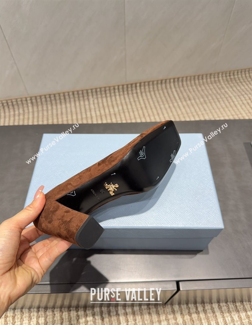 Prada Suede heel pumps 8.5cm Brown 2025 PR120504 (MD-251205073)