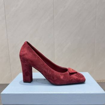 Prada Suede heel pumps 8.5cm Red 2025 PR120504 (MD-251205074)