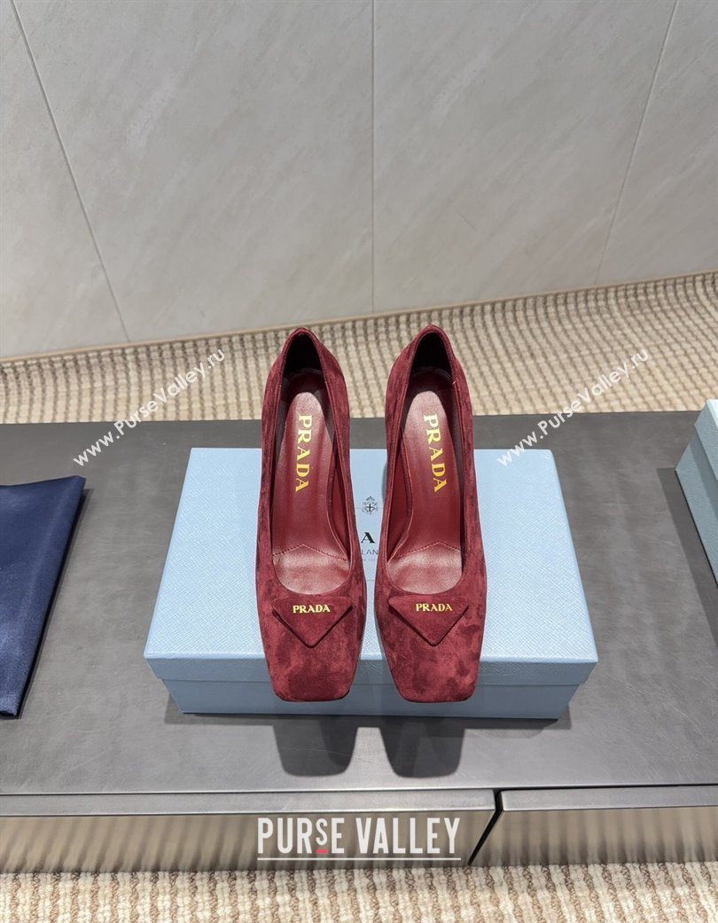Prada Suede heel pumps 8.5cm Red 2025 PR120504 (MD-251205074)