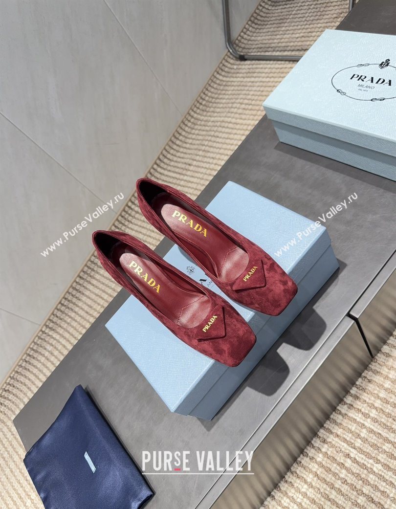 Prada Suede heel pumps 8.5cm Red 2025 PR120504 (MD-251205074)