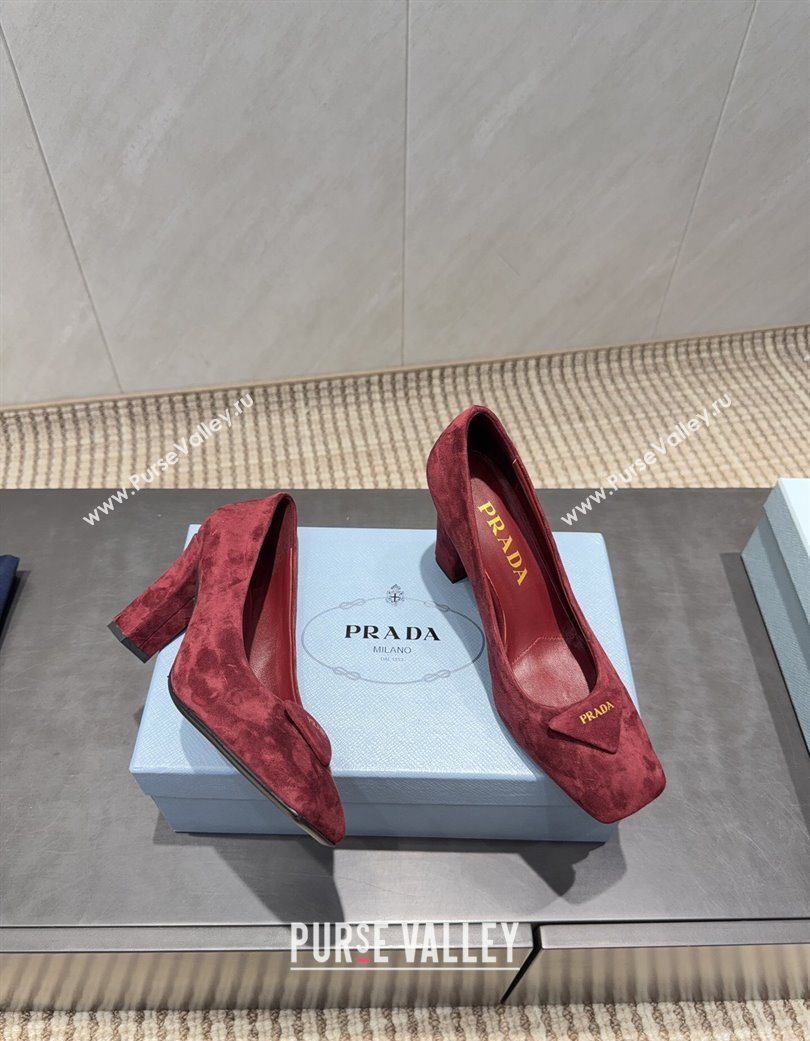 Prada Suede heel pumps 8.5cm Red 2025 PR120504 (MD-251205074)