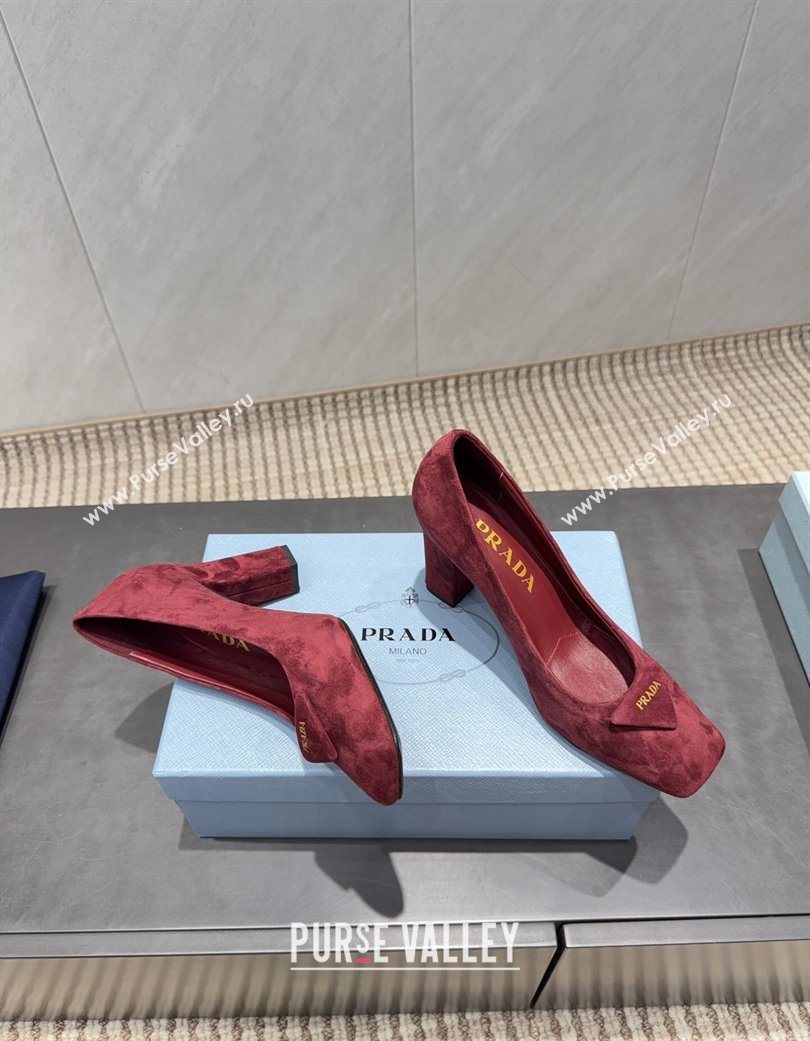 Prada Suede heel pumps 8.5cm Red 2025 PR120504 (MD-251205074)